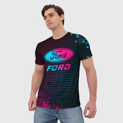 Мужская футболка 3D Ford - neon gradient - фото 2