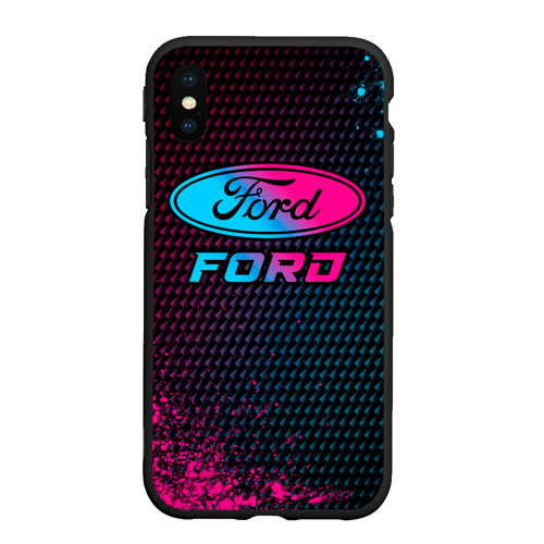 Чехол для iPhone XS Max матовый Ford - neon gradient