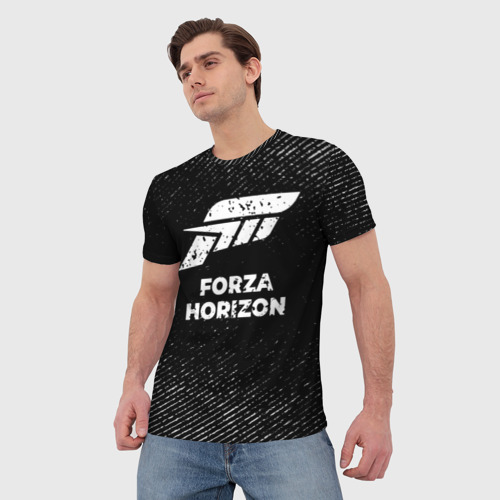 Мужская футболка 3D Forza Horizon с потертостями на темном фоне, цвет 3D печать - фото 3