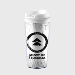 Термокружка-непроливайка Ghost of Tsushima с потертостями на светлом фоне