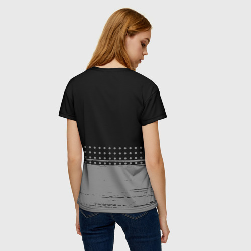Женская футболка 3D с принтом Бильярдист - в рамке красного цвета, вид сзади #2
