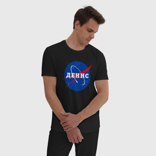 Мужская пижама хлопок Денис НАСА, цвет черный - фото 3