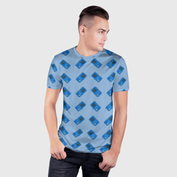 Мужская футболка 3D Slim Синяя консоль Тетрис - фото 2