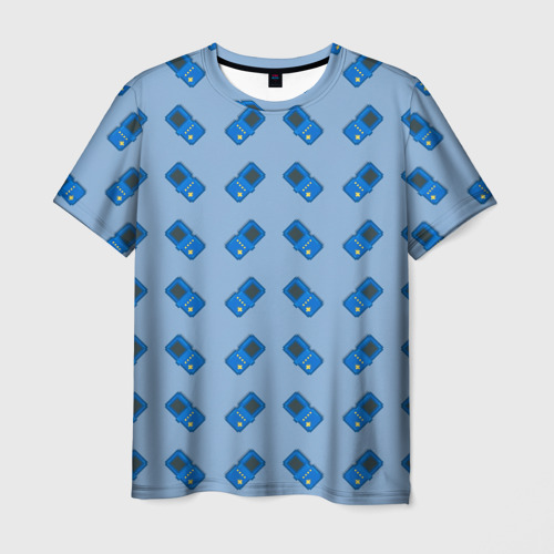 Мужская футболка с принтом Синяя консоль Тетрис, вид спереди №1