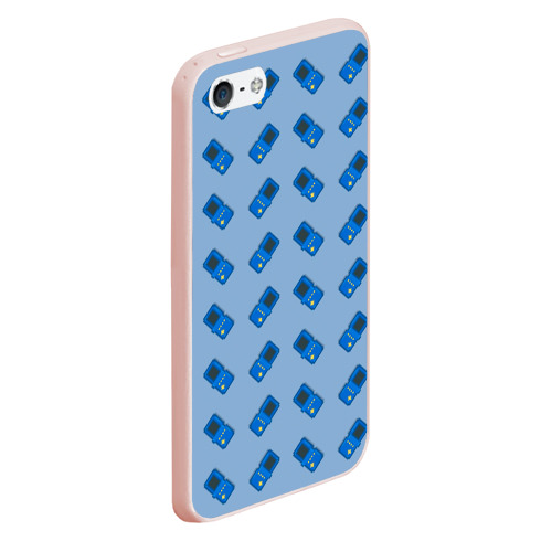 Чехол для iPhone 5/5S матовый Синяя консоль Тетрис, цвет светло-розовый - фото 3