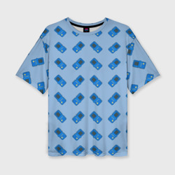Женская футболка oversize 3D Синяя консоль Тетрис