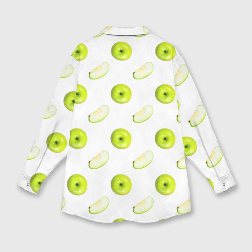 Женская рубашка oversize 3D с принтом Зеленые яблоки, вид сзади #1