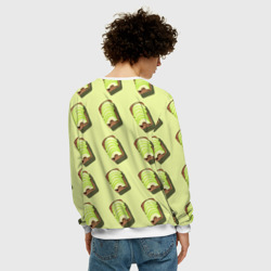 Свитшот с принтом Бутерброд с авокадо для мужчины, вид на модели сзади №2. Цвет основы: белый