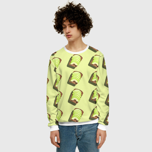 Мужской свитшот 3D Бутерброд с авокадо, цвет белый - фото 3