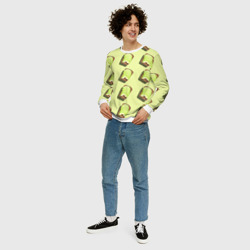 Свитшот с принтом Бутерброд с авокадо для мужчины, вид на модели спереди №3. Цвет основы: белый