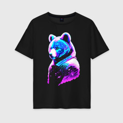Женская футболка хлопок Oversize Светящийся звёздный медведь - нейросеть