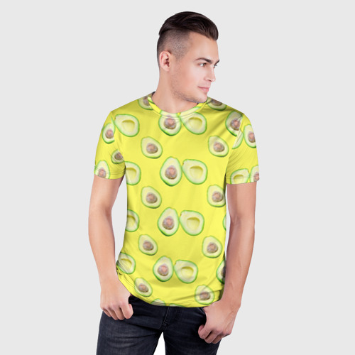 Мужская футболка 3D Slim с принтом Авокадо ягода, фото на моделе #1