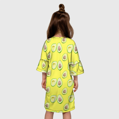 Детское платье 3D с принтом Авокадо ягода, вид сзади #2