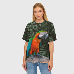 Женская футболка oversize 3D Попугай Макао - фото 2
