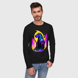 Мужской лонгслив хлопок Cool dinosaur cyberpunk - neural network - фото 2