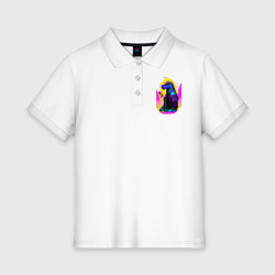 Женское поло хлопок Cool dinosaur cyberpunk - neural network