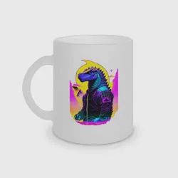 Кружка матовая стеклянная Cool dinosaur cyberpunk - neural network