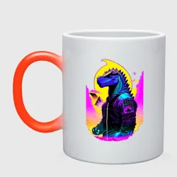 Кружка хамелеон Cool dinosaur cyberpunk - neural network