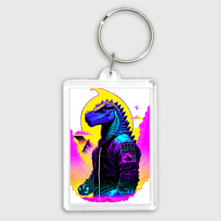 Брелок прямоугольный 35*50 Cool dinosaur cyberpunk - neural network