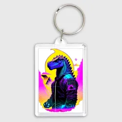 Брелок прямоугольный 35*50 Cool dinosaur cyberpunk - neural network