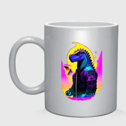 Кружка керамическая Cool dinosaur cyberpunk - neural network