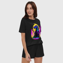Женская пижама с шортиками хлопок Cool dinosaur cyberpunk - neural network - фото 2