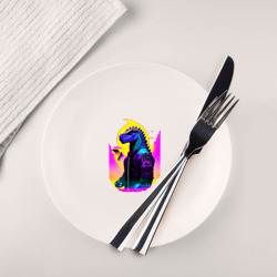 Тарелка Cool dinosaur cyberpunk - neural network