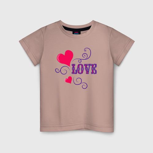 Детская футболка хлопок с принтом Любовь надпись, вид спереди #2