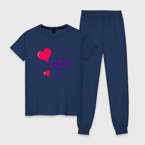 Женская пижама хлопок с принтом Любовь надпись, вид спереди #2