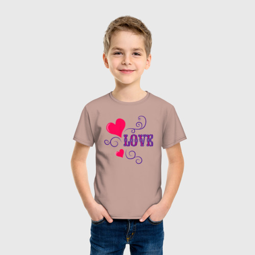 Детская футболка хлопок с принтом Любовь надпись, фото на моделе #1