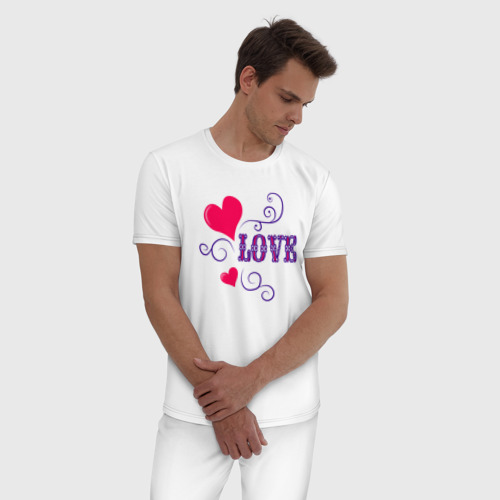 Мужская пижама хлопок с принтом Любовь надпись, фото на моделе #1
