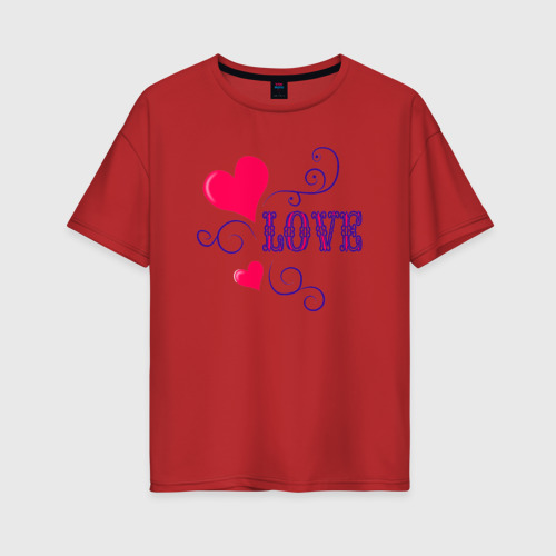 Женская футболка хлопок Oversize с принтом Любовь надпись, вид спереди #2