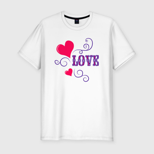 Мужская футболка хлопок Slim с принтом Любовь надпись, вид спереди #2