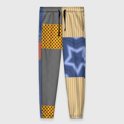 Женские брюки 3D Желто синий деревенский узор из лоскутов ткани