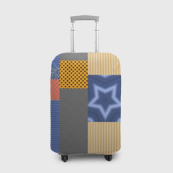 Чехол для чемодана 3D Желто синий деревенский узор из лоскутов ткани