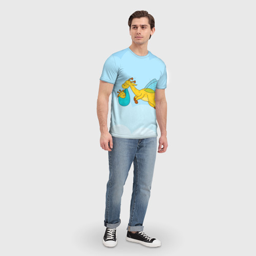 Мужская футболка 3D Жираф в облаках, цвет 3D печать - фото 5