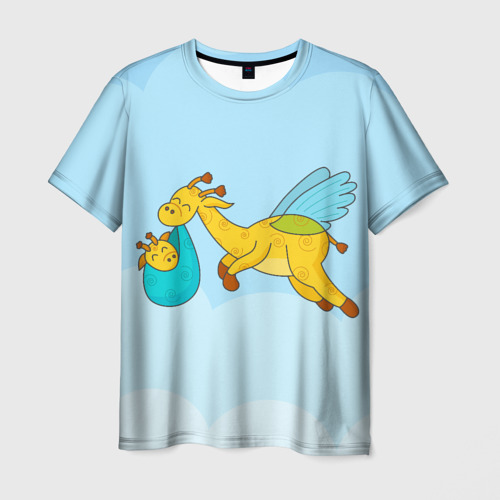 Мужская футболка 3D Жираф в облаках, цвет 3D печать