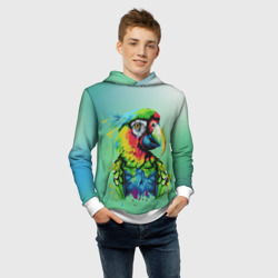 Толстовка с принтом Разноцветный попугай для мужчины, вид на модели спереди №4. Цвет основы: белый