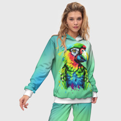 Женский костюм с толстовкой 3D Разноцветный попугай - фото 2