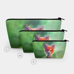 Косметичка 3D Рыжий лисенок под лесным дождем - нейросеть - фото 2