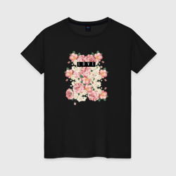 Женская футболка хлопок Мишка из цветов