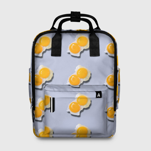 Женский рюкзак 3D с принтом Двойная яичница, вид спереди #2