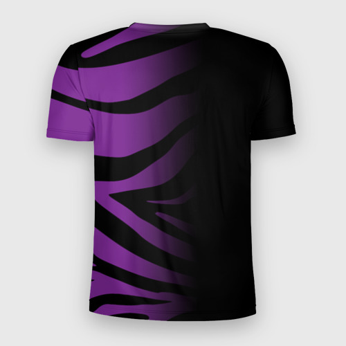 Мужская футболка 3D Slim Фиолетовый с черными полосками зебры, цвет 3D печать - фото 2
