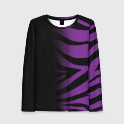 Женский лонгслив 3D Фиолетовый с черными полосками зебры