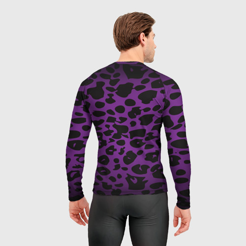 Мужской рашгард 3D с принтом Фиолетовый леопард, вид сзади #2