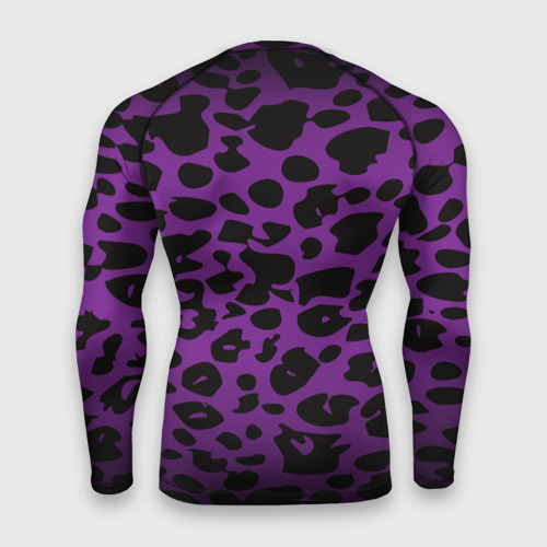 Мужской рашгард 3D с принтом Фиолетовый леопард, вид сзади #1