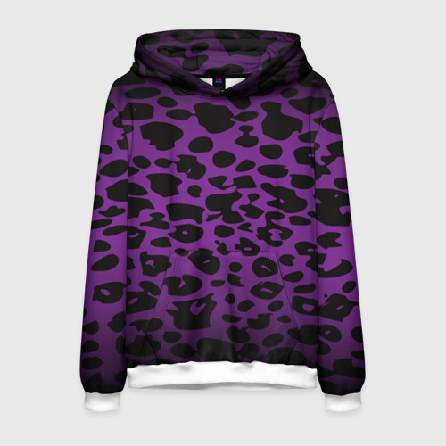 Мужская толстовка 3D Фиолетовый леопард, цвет белый