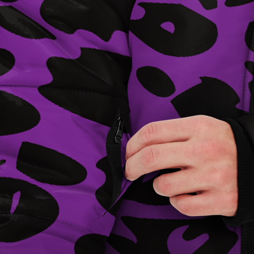 Мужская зимняя куртка 3D Фиолетовый леопард, цвет черный - фото 6