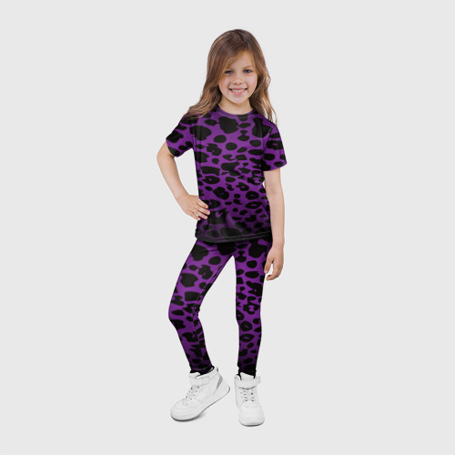 Детские леггинсы 3D Фиолетовый леопард, цвет 3D печать - фото 6