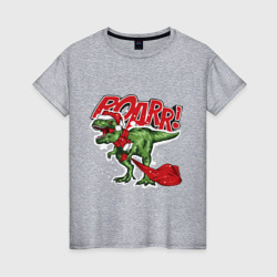Женская футболка хлопок Santa t rex gifts
